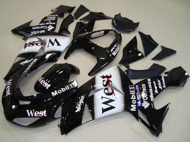 2006-2007 Kawasaki ZX10R Motorcycle Fairing - Glossy Black White West Australia
