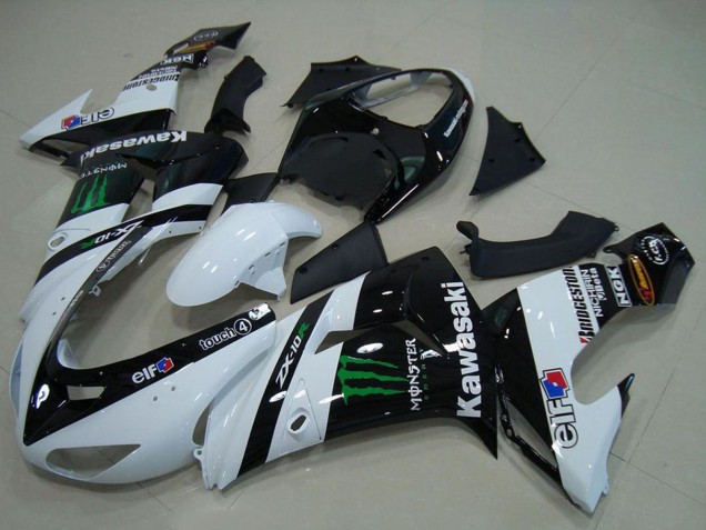 2006-2007 Kawasaki ZX10R Motorcycle Fairings - White Glossy Black Green Elf Monster Australia