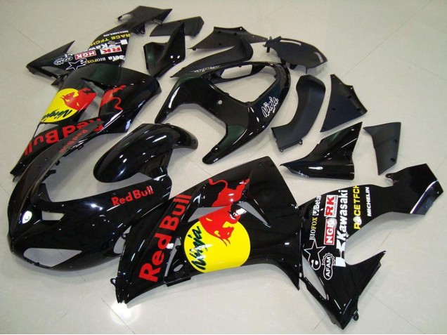 2006-2007 Kawasaki ZX10R Motorcycle Fairings - Glossy Black Yellow Red Bull Australia