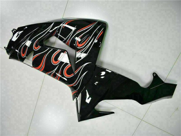 2006-2007 Kawasaki ZX10R Motorcycle Fairing Kits - Glossy Black Red Flame Australia