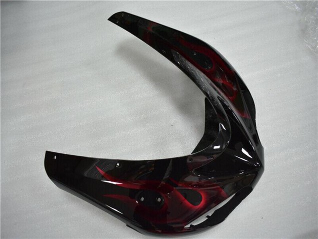 2006-2007 Kawasaki ZX10R Motorcycle Fairing - Glossy Black Red Flame Australia