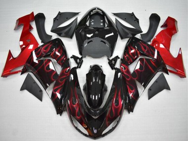 Affordable 2006-2007 Kawasaki ZX10R Motorcycle Fairing - Glossy Black Red Flame Australia