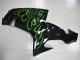 2006-2007 Kawasaki ZX10R Motorcycle Fairings - Glossy Black Green Flame Australia
