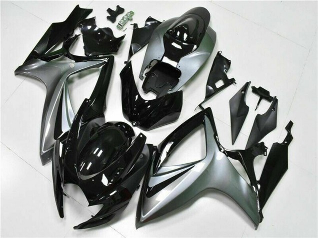 2006-2007 Suzuki GSXR 600/750 Motorcycle Fairings - Silver Glossy Black Australia