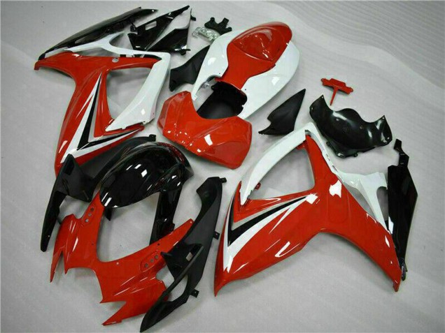 2006-2007 Suzuki GSXR 600/750 Motorcycle Fairings - White Red Glossy Black Stripe Australia