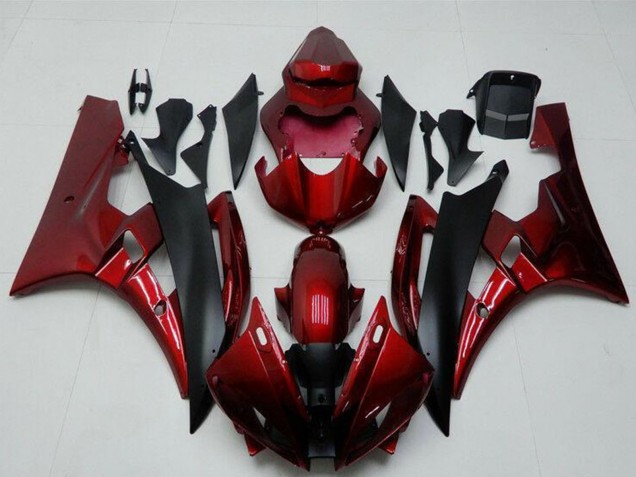 2006-2007 Yamaha YZF R6 Motorcycle Fairing Kits - Red Matte Black Australia