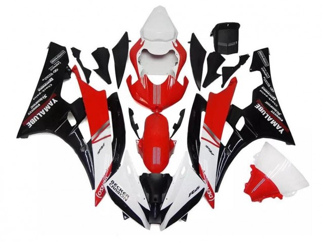 2006-2007 Yamaha YZF R6 Motorcycle Fairings - White Red Black Australia