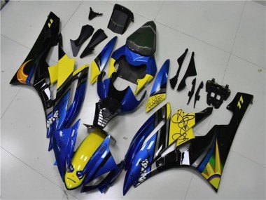 Affordable 2006-2007 Yamaha YZF R6 Motorcycle Fairings - Blue Yellow Glossy Black Shark Australia