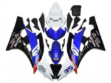 Affordable 2006-2007 Yamaha YZF R6 Motorcycle Fairings - White Blue Glossy Black Yamalube Becker Carbon Australia