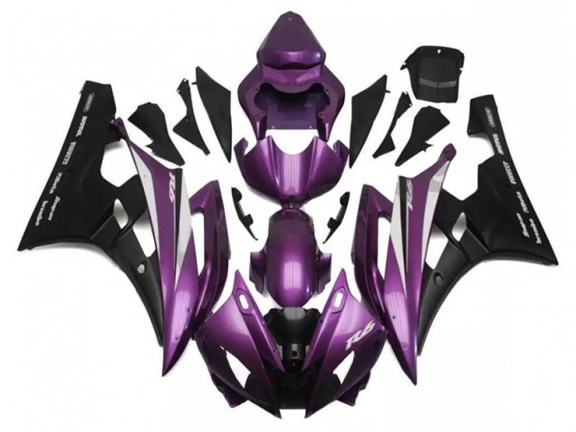 2006-2007 Yamaha YZF R6 Motorcycle Fairings - Purple Matte Black Santander Australia