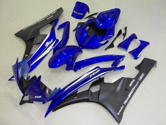 2006-2007 Yamaha YZF R6 Motorcycle Fairings - Blue White Matte Black Motul Australia