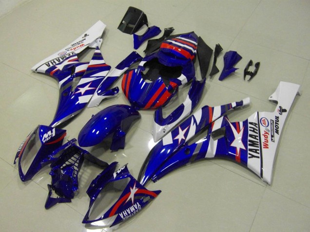 2006-2007 Yamaha YZF R6 Motorcycle Fairings - White Blue Red Motul Michelin Australia