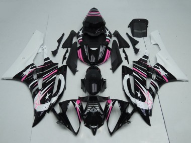 Affordable 2006-2007 Yamaha YZF R6 Motorcycle Fairings - White Glossy Black Pink Star Flame Australia