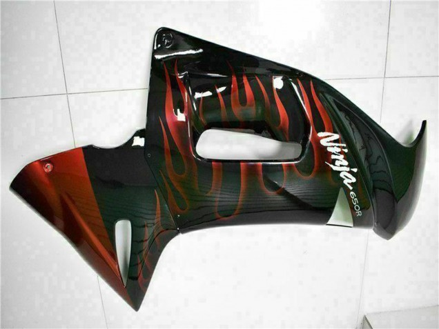 2006-2008 Kawasaki EX650 Motorcycle Fairings - Glossy Black Red Flame Australia