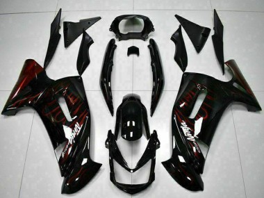 Affordable 2006-2008 Kawasaki EX650 Motorcycle Fairings - Glossy Black Red Flame Australia