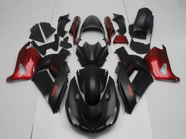 2006-2011 Kawasaki ZX14R ZZR1400 Motorcycle Fairings - Matte Black Red Ninja Australia