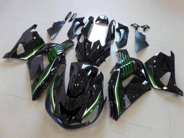 2006-2011 Kawasaki ZX14R ZZR1400 Motorcycle Fairings - Glossy Black Green Line Australia