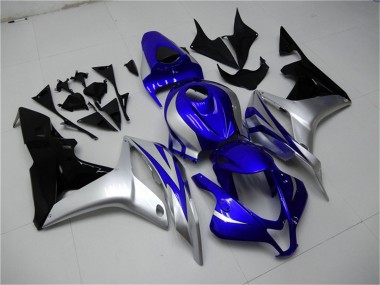 Affordable 2007-2008 Honda CBR600RR Motorcycle Fairings - Silver Blue Glossy Black OEM Style Australia