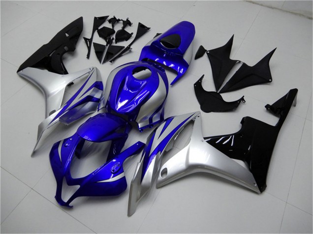 2007-2008 Honda CBR600RR Motorcycle Fairings - Silver Blue Glossy Black OEM Style Australia