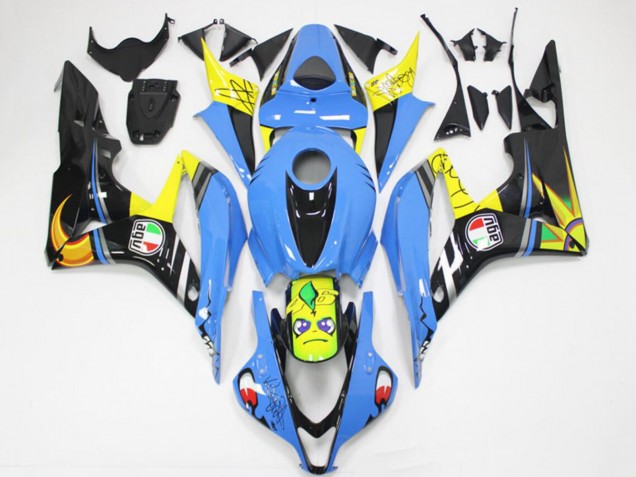 2007-2008 Honda CBR600RR Motorcycle Fairings - Light Blue Yellow Glossy Black Shark Australia