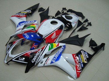 Affordable 2007-2008 Honda CBR600RR Motorcycle Fairings - White Red Blue Glossy Black EuroBet Australia