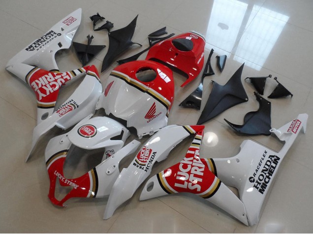 2007-2008 Honda CBR600RR Motorcycle Fairings - White Red Lucky Strike Australia