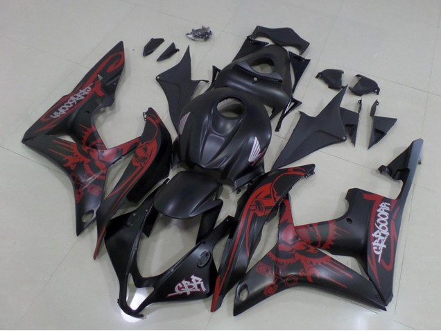 2007-2008 Honda CBR600RR Motorcycle Fairings - Matte Black Red Skull Australia