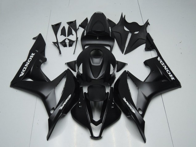 2007-2008 Honda CBR600RR Motorcycle Fairings - Matte Black White Decals Australia