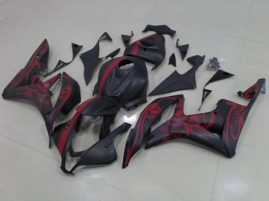 Affordable 2007-2008 Honda CBR600RR Motorcycle Fairings - Matte Black Red Skull with Stripe Australia