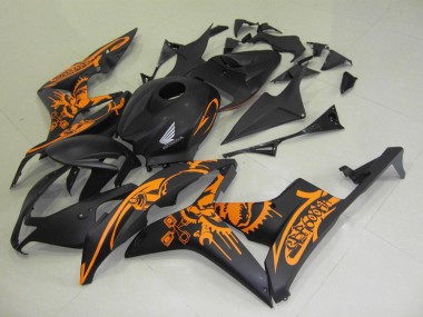 Affordable 2007-2008 Honda CBR600RR Motorcycle Fairings - Matte Black Orange Skull Australia