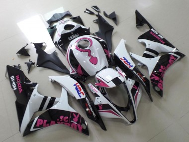 Affordable 2007-2008 Honda CBR600RR Motorcycle Fairings - White Pink Matte Black HRC Playboy with Durex Australia