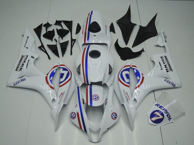 2007-2008 Honda CBR600RR Motorcycle Fairings - White Red Blue R Australia