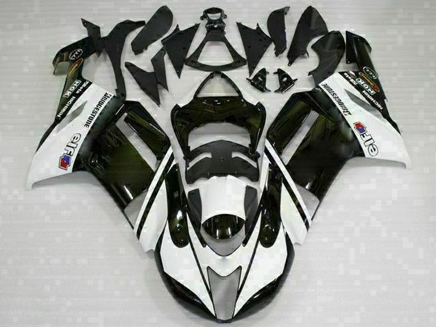 2007-2008 Kawasaki ZX6R Motorcycle Fairings - Black White Australia