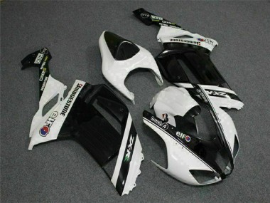 Affordable 2007-2008 Kawasaki ZX6R Motorcycle Fairings - Black White Elf Australia