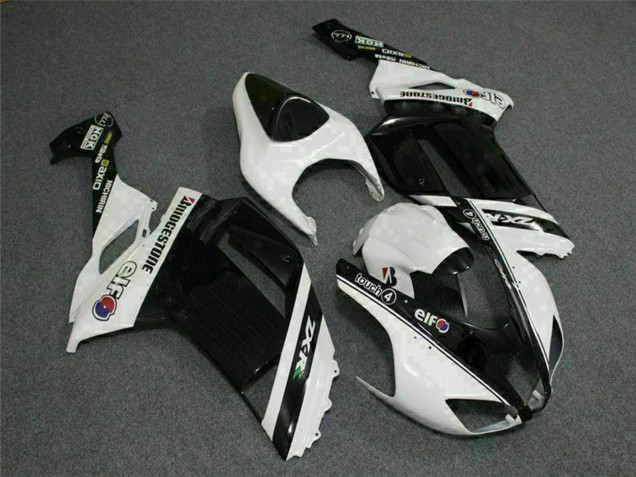 2007-2008 Kawasaki ZX6R Motorcycle Fairings - Black White Elf Australia