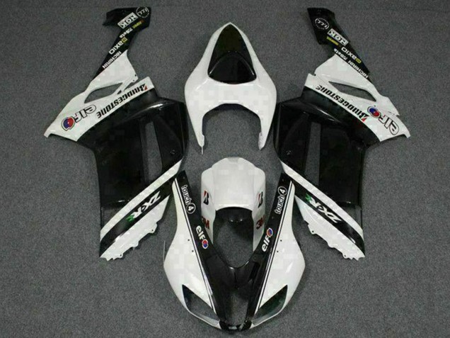 2007-2008 Kawasaki ZX6R Motorcycle Fairings - Black White Elf Australia