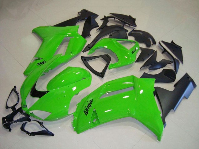 2007-2008 Kawasaki ZX6R Motorcycle Fairings - Green Matte Black Australia