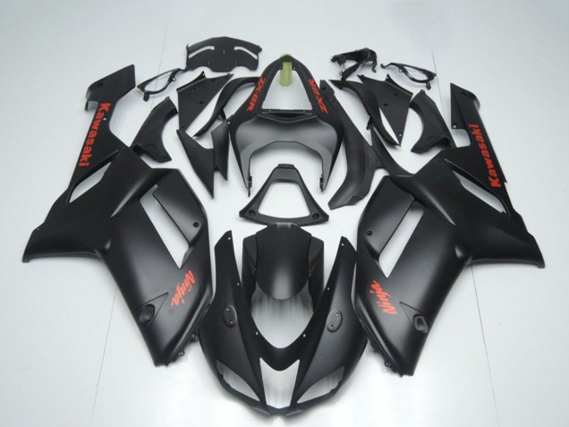 2007-2008 Kawasaki ZX6R Motorcycle Fairings - Matte Black with Red Sticker Australia