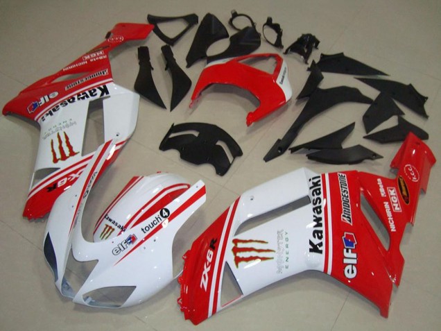 2007-2008 Kawasaki ZX6R Motorcycle Fairings - Red and White Australia