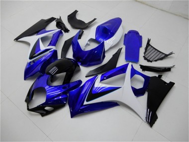 Affordable 2007-2008 Suzuki GSXR 1000 Motorcycle Fairings - White Blue Black No Decal Australia