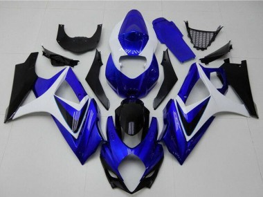 Affordable 2007-2008 Suzuki GSXR 1000 Motorcycle Fairings - White Blue Black No Decal Australia