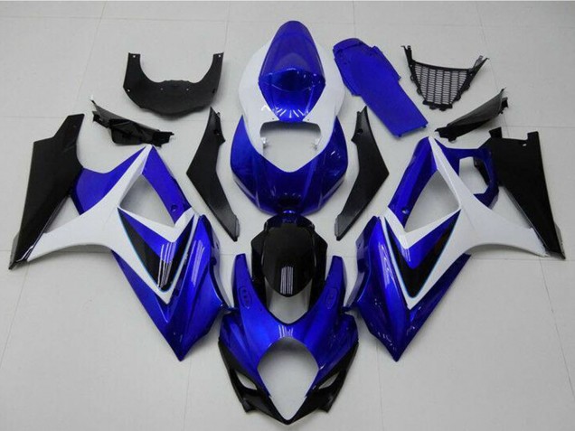 2007-2008 Suzuki GSXR 1000 Motorcycle Fairings - White Blue Black No Decal Australia