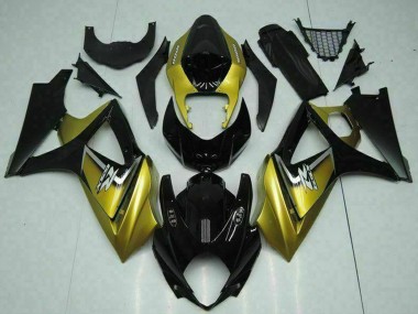 Affordable 2007-2008 Suzuki GSXR 1000 Motorcycle Fairings - Gold Glossy Black Silver Decal Australia
