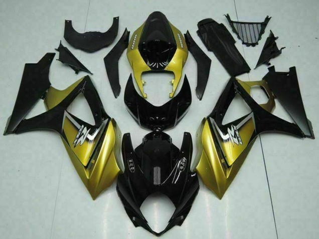 2007-2008 Suzuki GSXR 1000 Motorcycle Fairings - Gold Glossy Black Silver Decal Australia