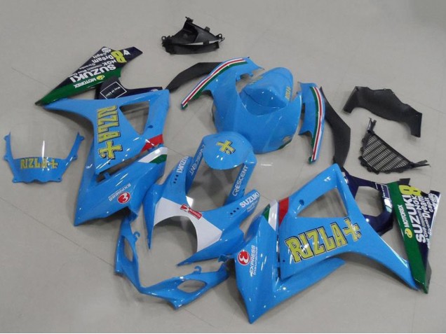 2007-2008 Suzuki GSXR 1000 Motorcycle Fairings - Blue White Yellow Black Rizla Australia