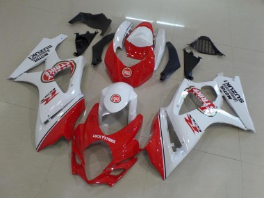 Affordable 2007-2008 Suzuki GSXR 1000 Motorcycle Fairing - White Red Lucky Strike Australia