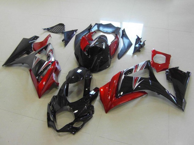2007-2008 Suzuki GSXR 1000 Motorcycle Fairings - Red Glossy Black No Decal Australia