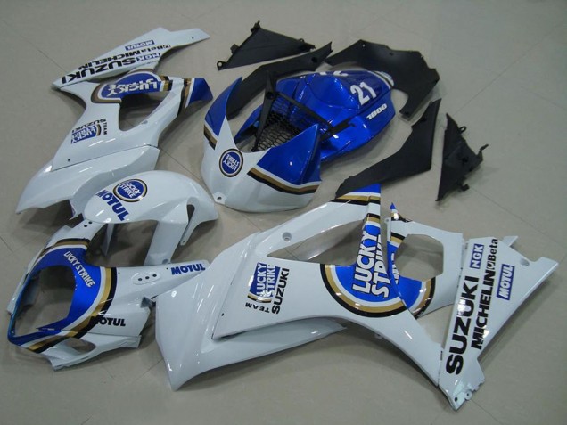 2007-2008 Suzuki GSXR 1000 Motorcycle Fairings - White Blue Lucky Strike Australia