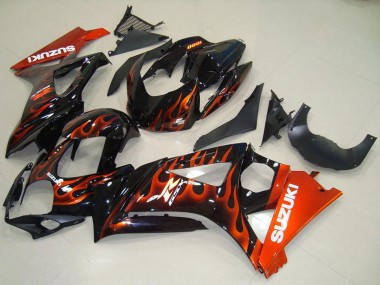 Affordable 2007-2008 Suzuki GSXR 1000 Motorcycle Fairings - Glossy Black Orange Flame Australia