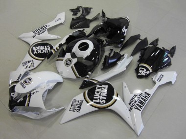Affordable 2007-2008 Yamaha YZF R1 Motorcycle Fairings - White Black Lucky Strike Australia